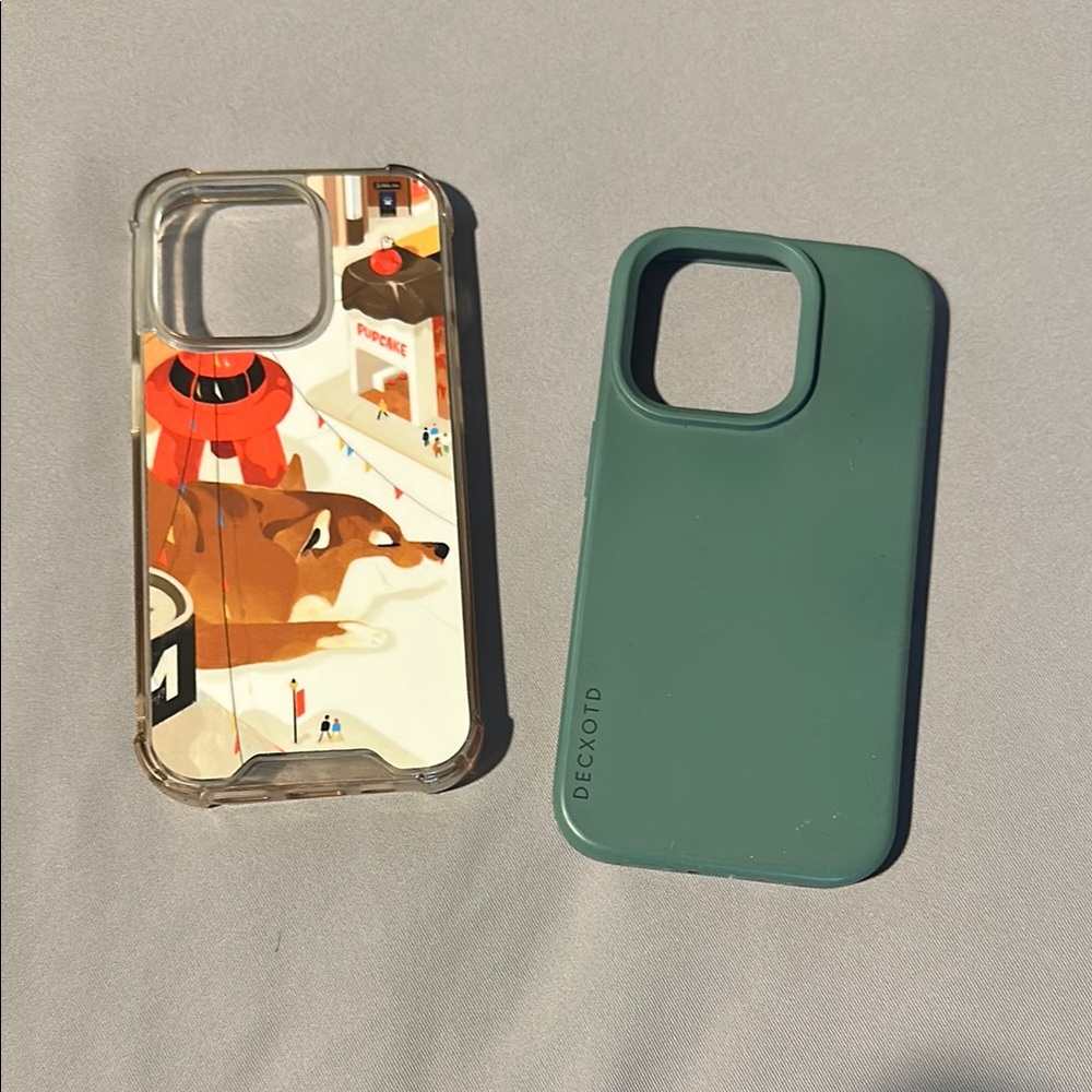 Green and Corgi Multicolor Phone Case Set iPhone 14